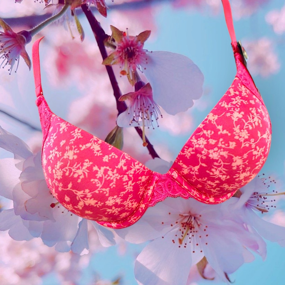 Maidenform Pushup Padded Floral Pink Bra Size 34C NWT